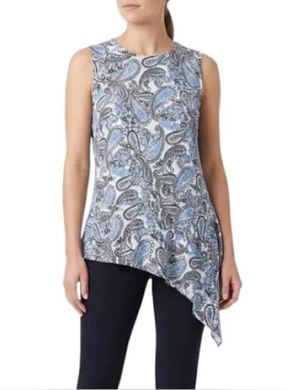 New Directions Blue and White Floral Top